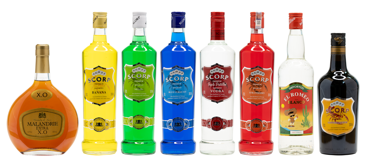 Scorp and other selected proprietary spirits bottled by La Martiniquaise Vietnam